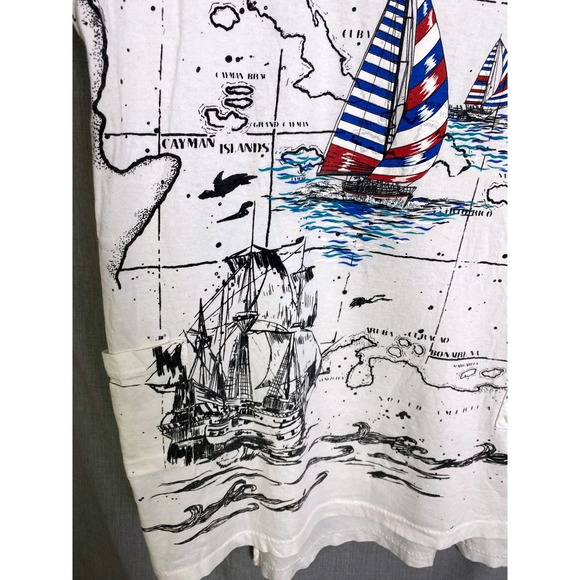 Vintage Nautical Map Graphic Tee Stanley Michaels Virgin Islands Sailing L - Picture 10 of 16